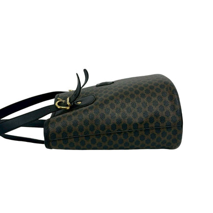 Celine Magaddam Blason Triomphe Pattern Logo Leather Tote Brown Black — view 5