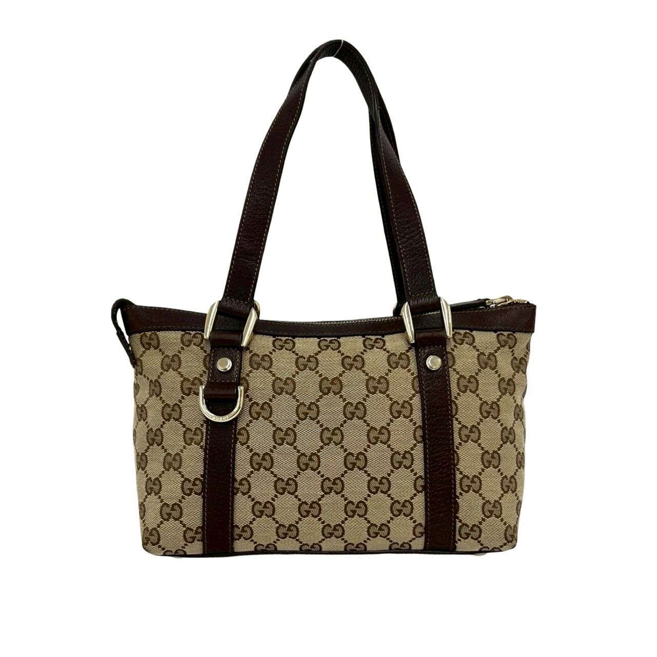 Gucci GG Pattern Logo Canvas Leather Mini Boston Bag Tote Pouch Brown — view 3