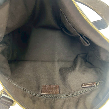 Gucci GG Pattern Logo Canvas Leather Mini Boston Bag Tote Pouch Brown — view 9