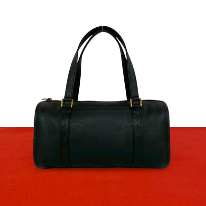 Saint Laurent Yves Vintage Cutout Leather Mini Boston Bag Black