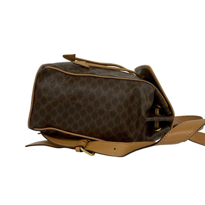 Celine Vintage Macadam Blason Triomphe Pattern Logo Ring Leather Backpack Brown — view 6