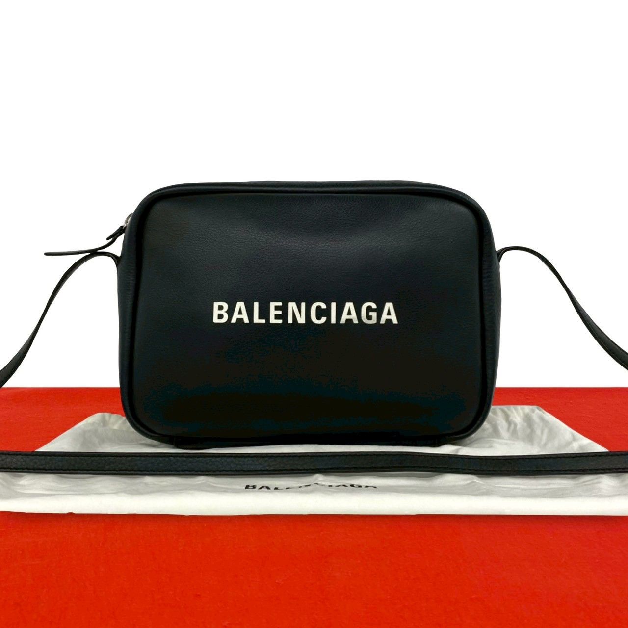 Balenciaga Everyday Camera Bag Logo Leather Mini Pochette Black