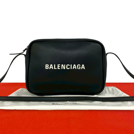 Balenciaga Everyday Camera Bag Logo Leather Mini Pochette Black