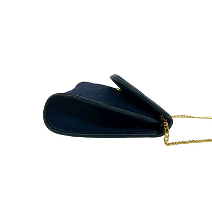Dior Vintage Trotter Pattern Logo Canvas Leather Chain Shoulder Bag Navy — view 6