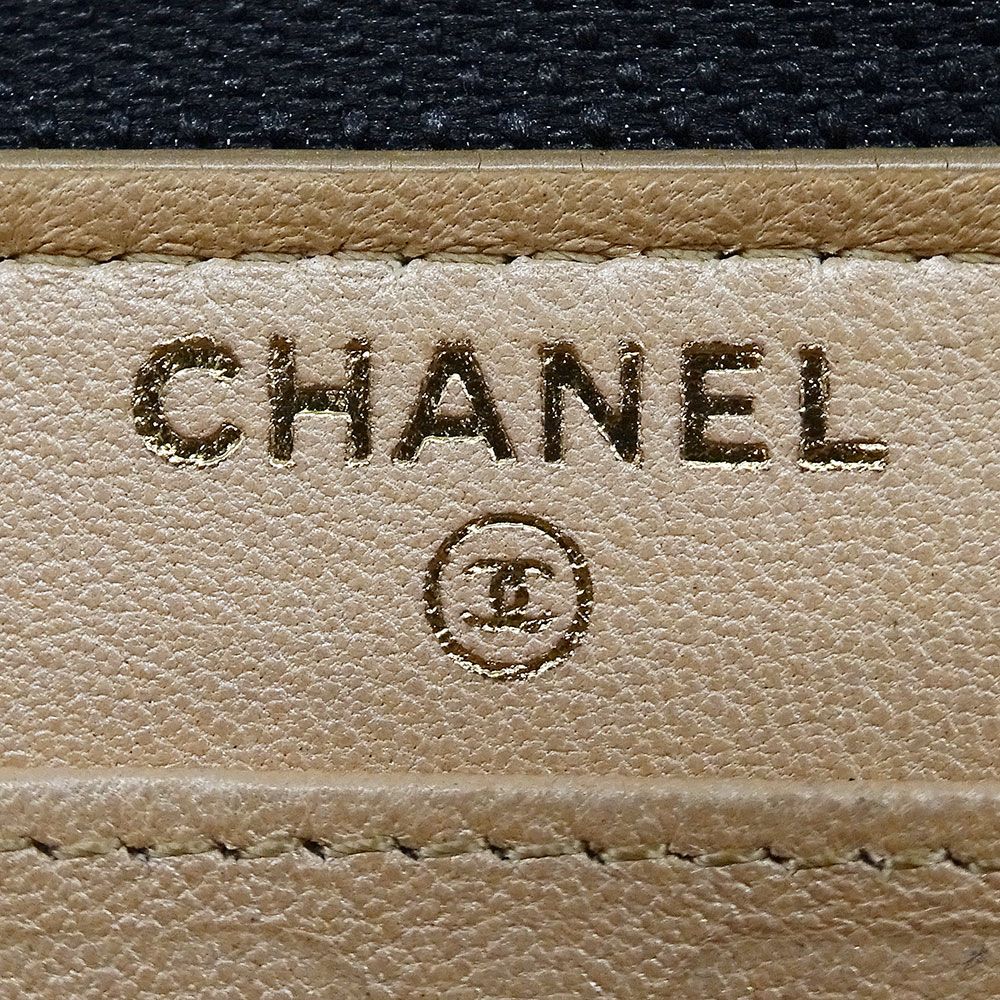 Chanel Wallet Camellia Lambskin Black Gold Zip Around Floral Pattern — view 8