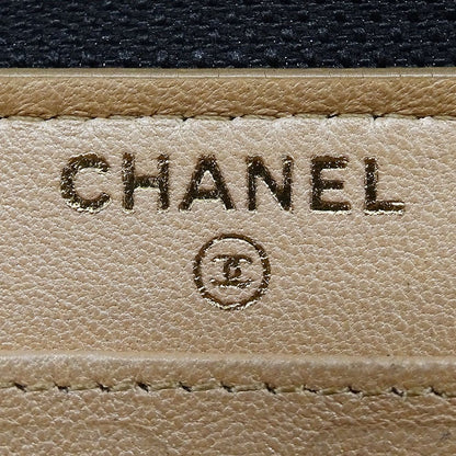Chanel Wallet Camellia Lambskin Black Gold Zip Around Floral Pattern — view 8