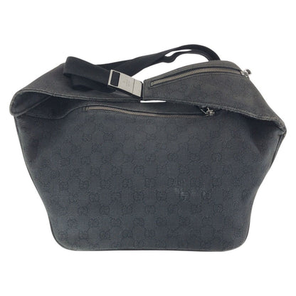 Gucci Black Silver GG Canvas Leather Belt Bag — view 2