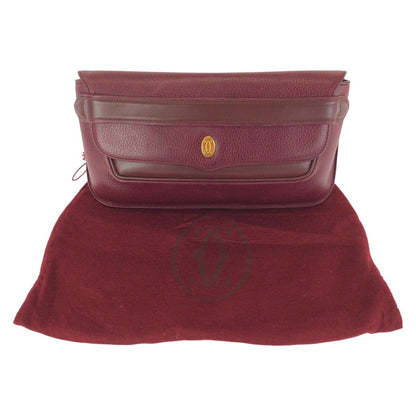 Cartier Vintage Must Line Wine Red Bordeaux Gold Leather Clutch — view 8