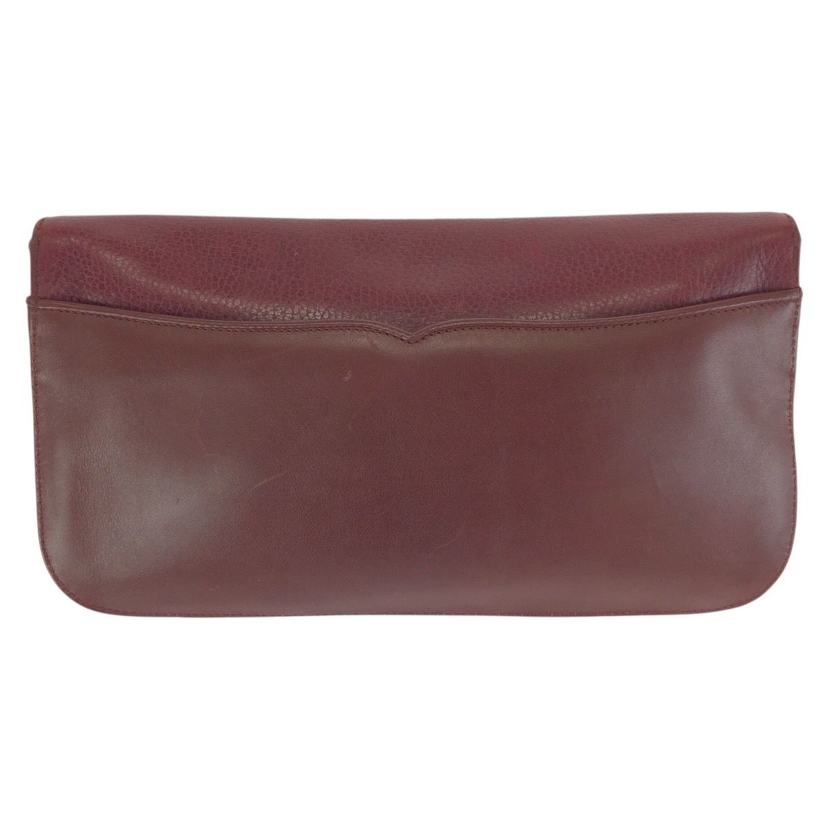 Cartier Vintage Must Line Wine Red Bordeaux Gold Leather Clutch — view 2