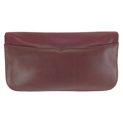 Cartier Vintage Must Line Wine Red Bordeaux Gold Leather Clutch — view 2