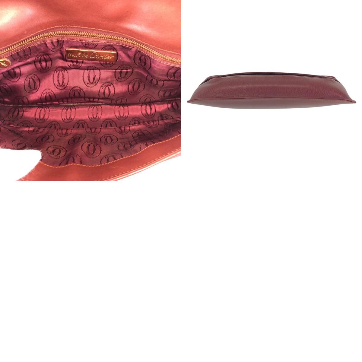 Cartier Vintage Must Line Wine Red Bordeaux Gold Leather Clutch — view 9