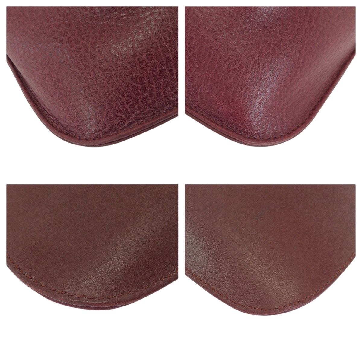Cartier Vintage Must Line Wine Red Bordeaux Gold Leather Clutch — view 3