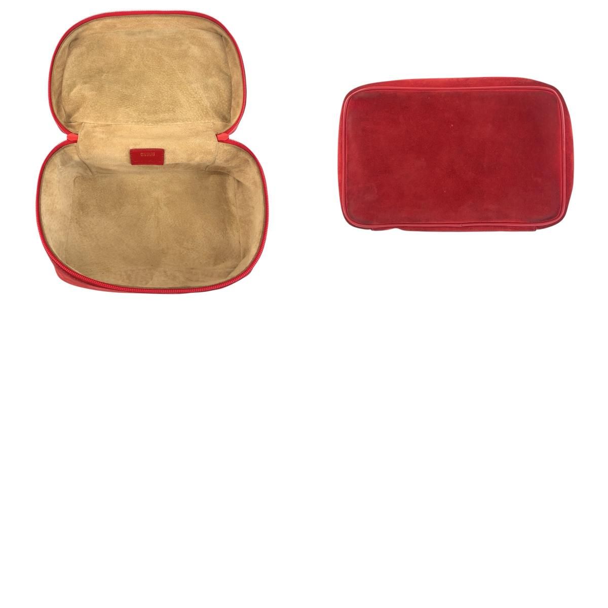 Gucci Horsebit Red Gold Suede 032 Handbag Vanity Bag — view 9