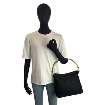 Gucci Bamboo Black Silver Nylon 000 5 Handbag — view 6