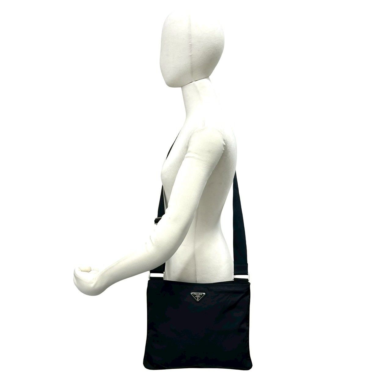 Prada Triangle Logo Tessuto Nylon Shoulder Bag Pochette Crossbody Black — view 2
