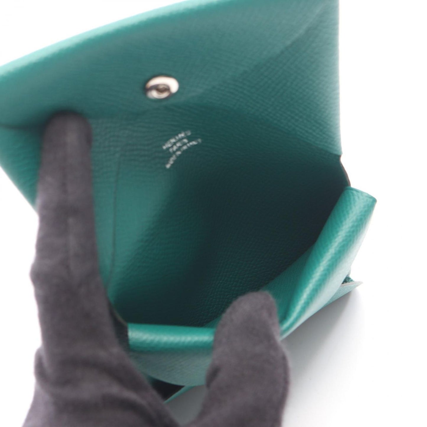Hermes Coin Case Calvi Duo Vert Vertigo Leather — view 4