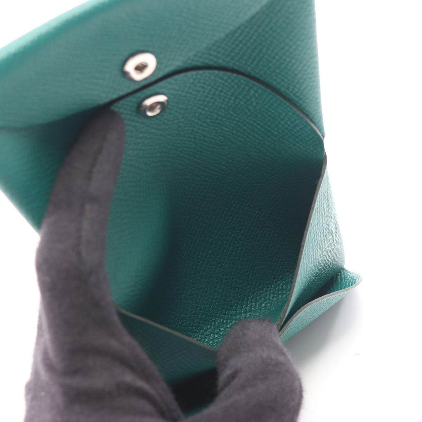 Hermes Coin Case Calvi Duo Vert Vertigo Leather — view 5