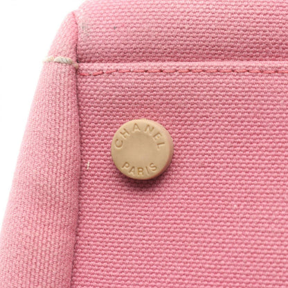 Chanel Choco Bar Camellia Pink Canvas Leather Bar Boston Bag — view 7