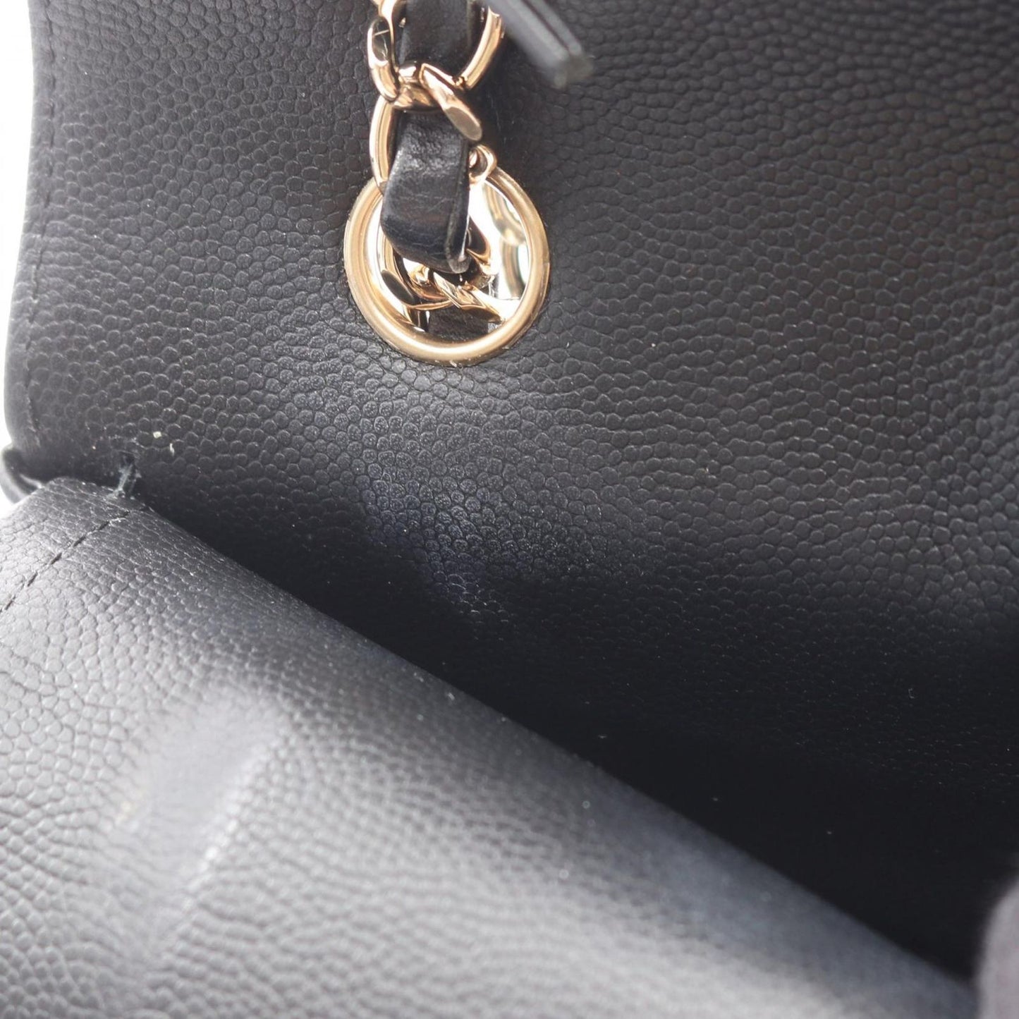 Chanel Shoulder Bag Stitch Blanc Double Flap Black Caviar Leather Chez Chain — view 8