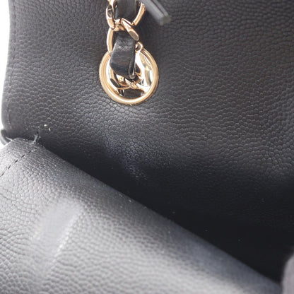 Chanel Shoulder Bag Stitch Blanc Double Flap Black Caviar Leather Chez Chain — view 8