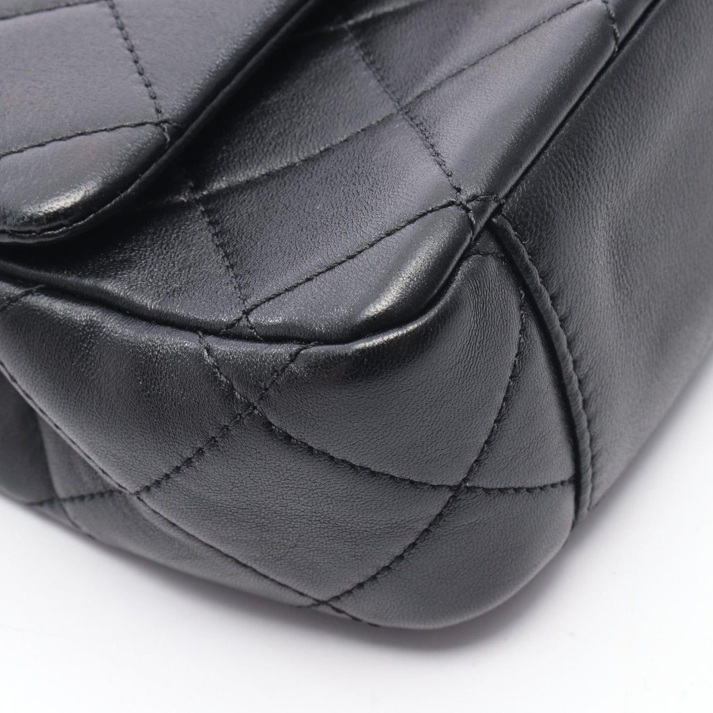 Chanel Shoulder Bag Top Handle Quilted 2-Way Black Lambskin Top Small Flap Chain — view 8