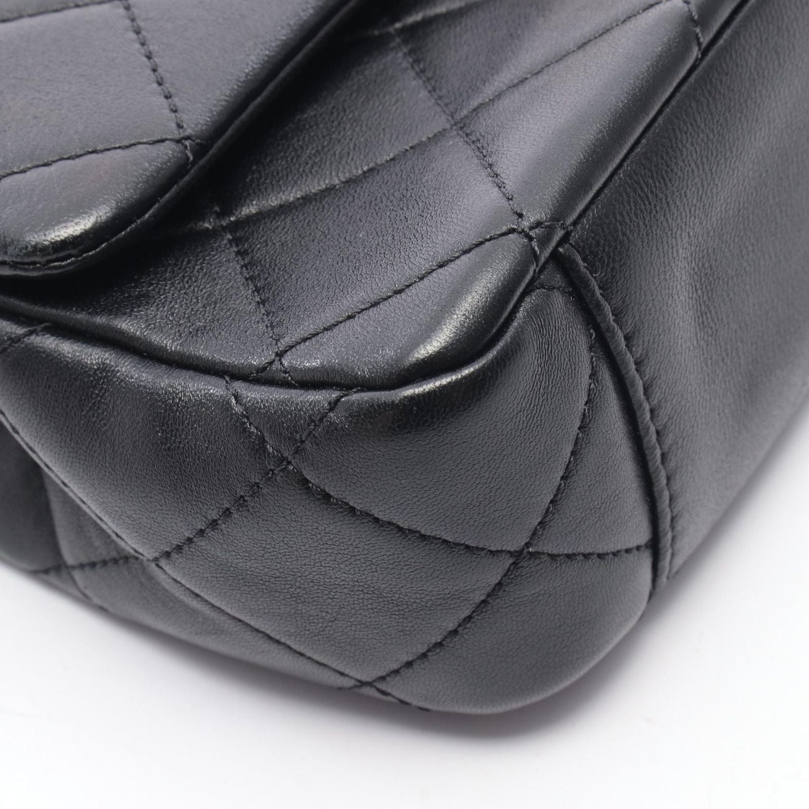 Chanel Shoulder Bag Top Handle Quilted 2-Way Black Lambskin Top Small Flap Chain — view 8