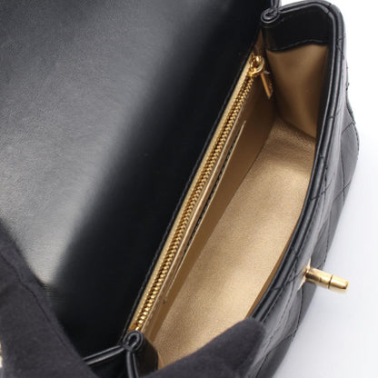 Chanel Shoulder Bag Top Handle Quilted 2-Way Black Lambskin Top Small Flap Chain — view 3