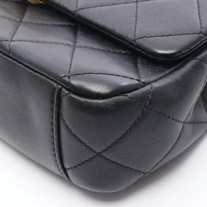 Chanel Shoulder Bag Top Handle Quilted 2-Way Black Lambskin Top Small Flap Chain — view 7