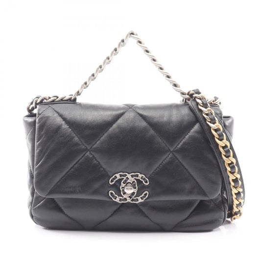 Chanel Shoulder Bag 19 D'isneuf Quilted 2-Way Black Lambskin 19 Chain