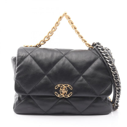 Chanel Shoulder Bag 19 D'isneuf Quilted 2-Way Black Lambskin 19 Chain