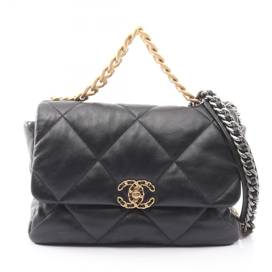 Chanel Shoulder Bag 19 D'isneuf Quilted 2-Way Black Lambskin 19 Chain