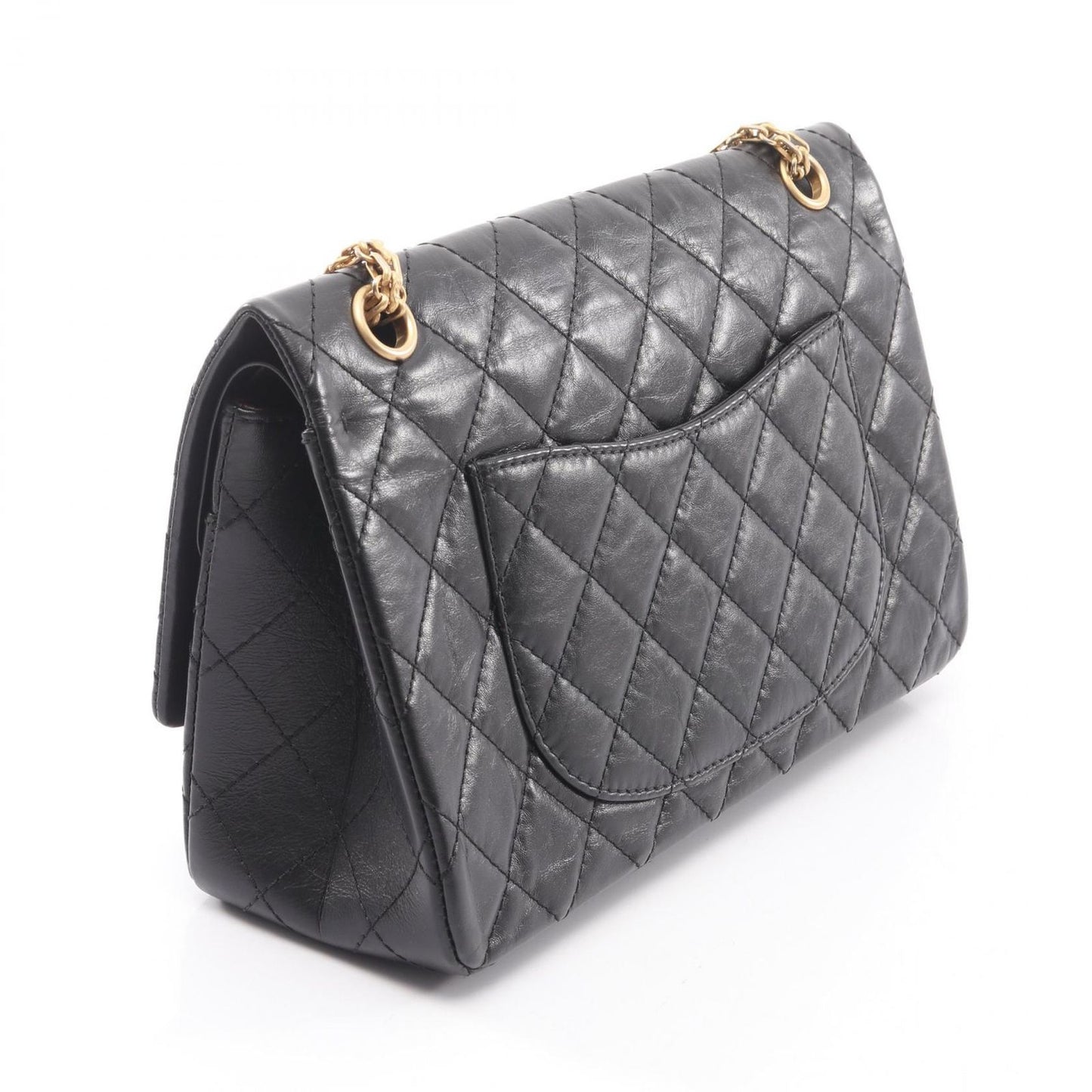 Chanel Shoulder Bag 2.55 Quilted Double Flap Black Leather Chain — view 2