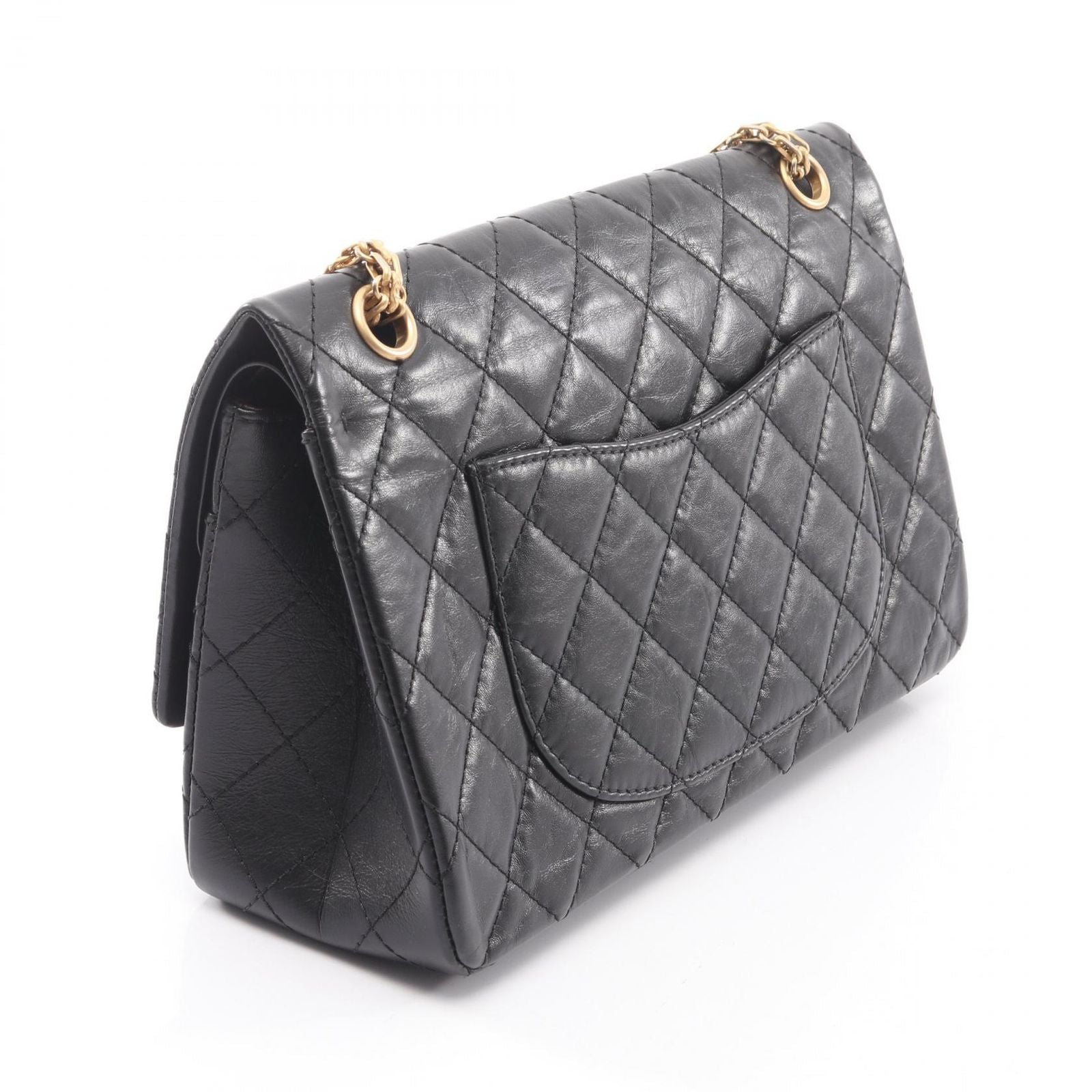 Chanel Shoulder Bag 2.55 Quilted Double Flap Black Leather Chain — view 2
