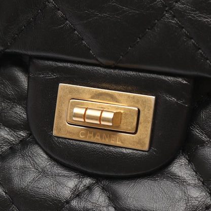 Chanel Shoulder Bag 2.55 Quilted Double Flap Black Leather Chain — view 6