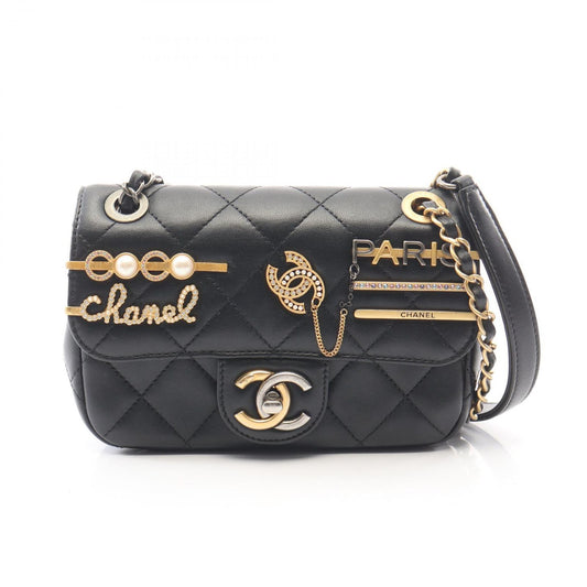 Chanel Shoulder Bag Quilted Black Lambskin Mini Clip Coco Chain