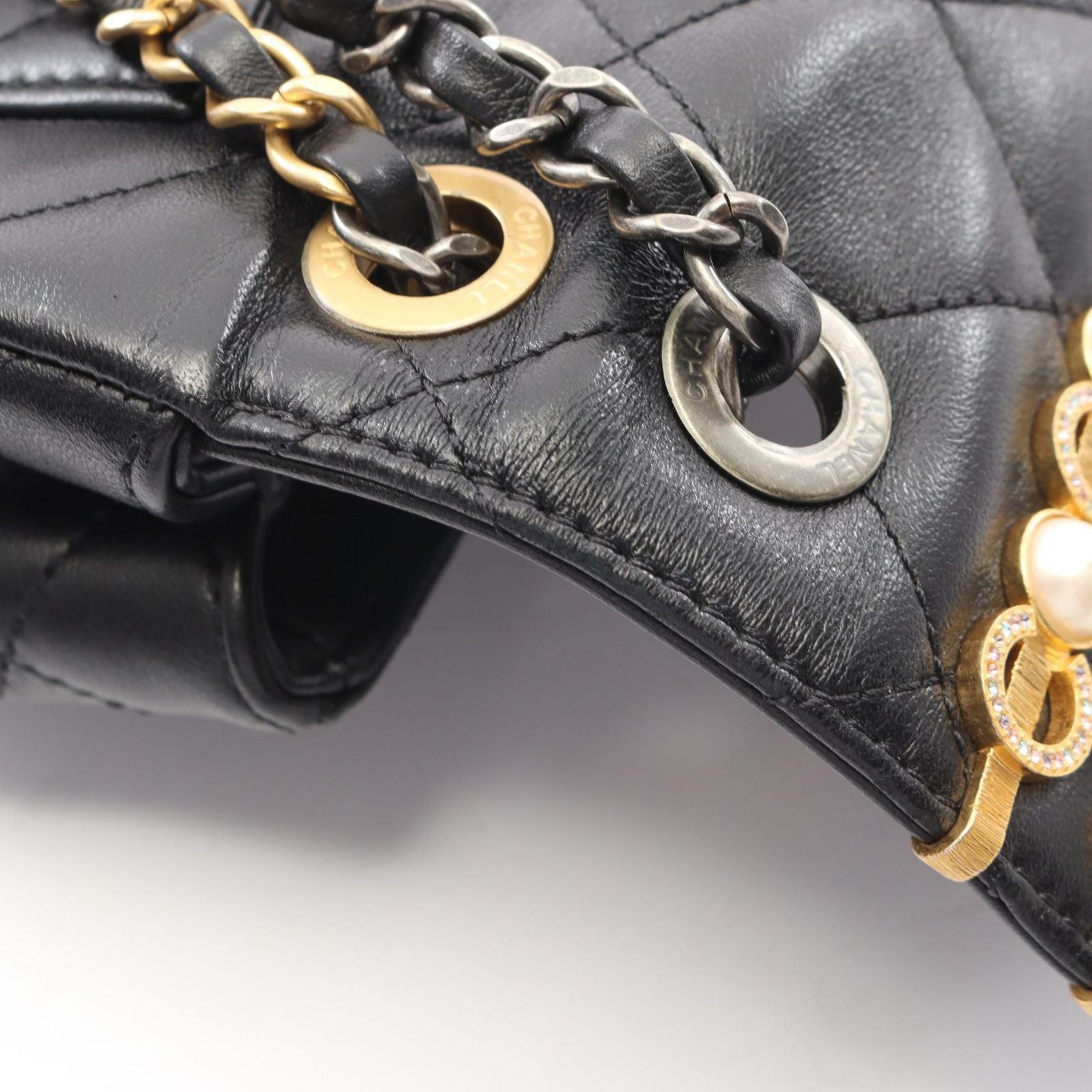 Chanel Shoulder Bag Quilted Black Lambskin Mini Clip Coco Chain — view 9