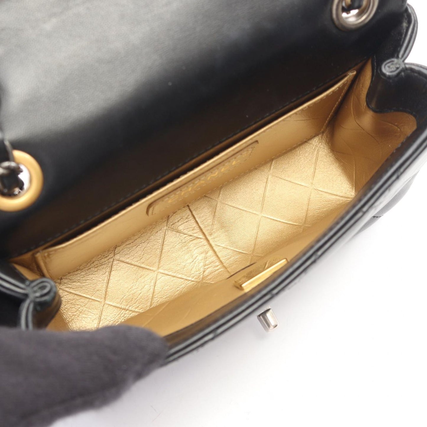 Chanel Shoulder Bag Quilted Black Lambskin Mini Clip Coco Chain — view 3