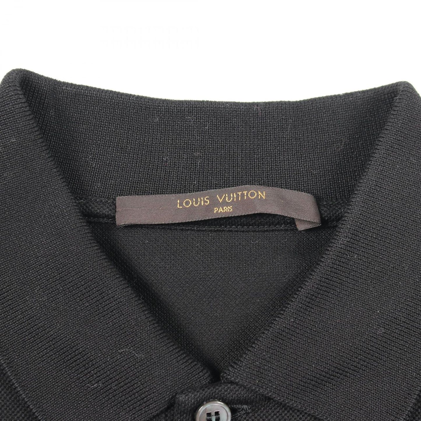 Louis Vuitton Polo Shirt LV Circle Logo Embroidery Short Sleeve Black Cotton — view 3