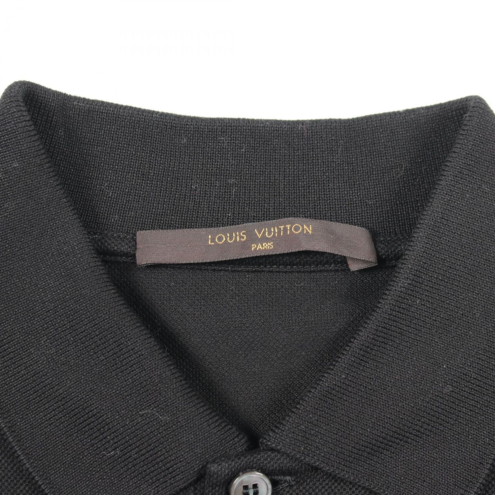 Louis Vuitton Polo Shirt LV Circle Logo Embroidery Short Sleeve Black Cotton — view 3