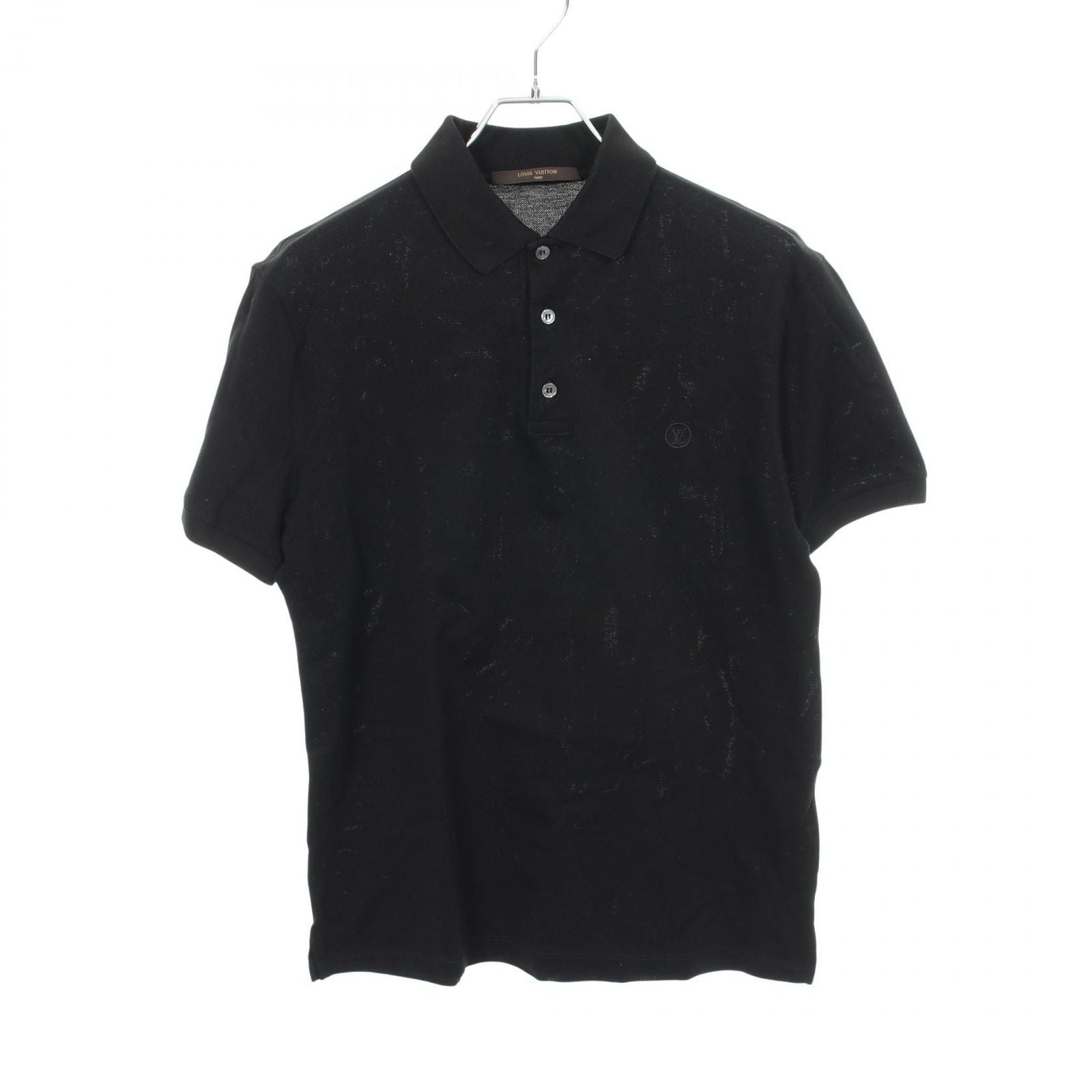 Louis Vuitton Polo Shirt LV Circle Logo Embroidery Short Sleeve Black Cotton