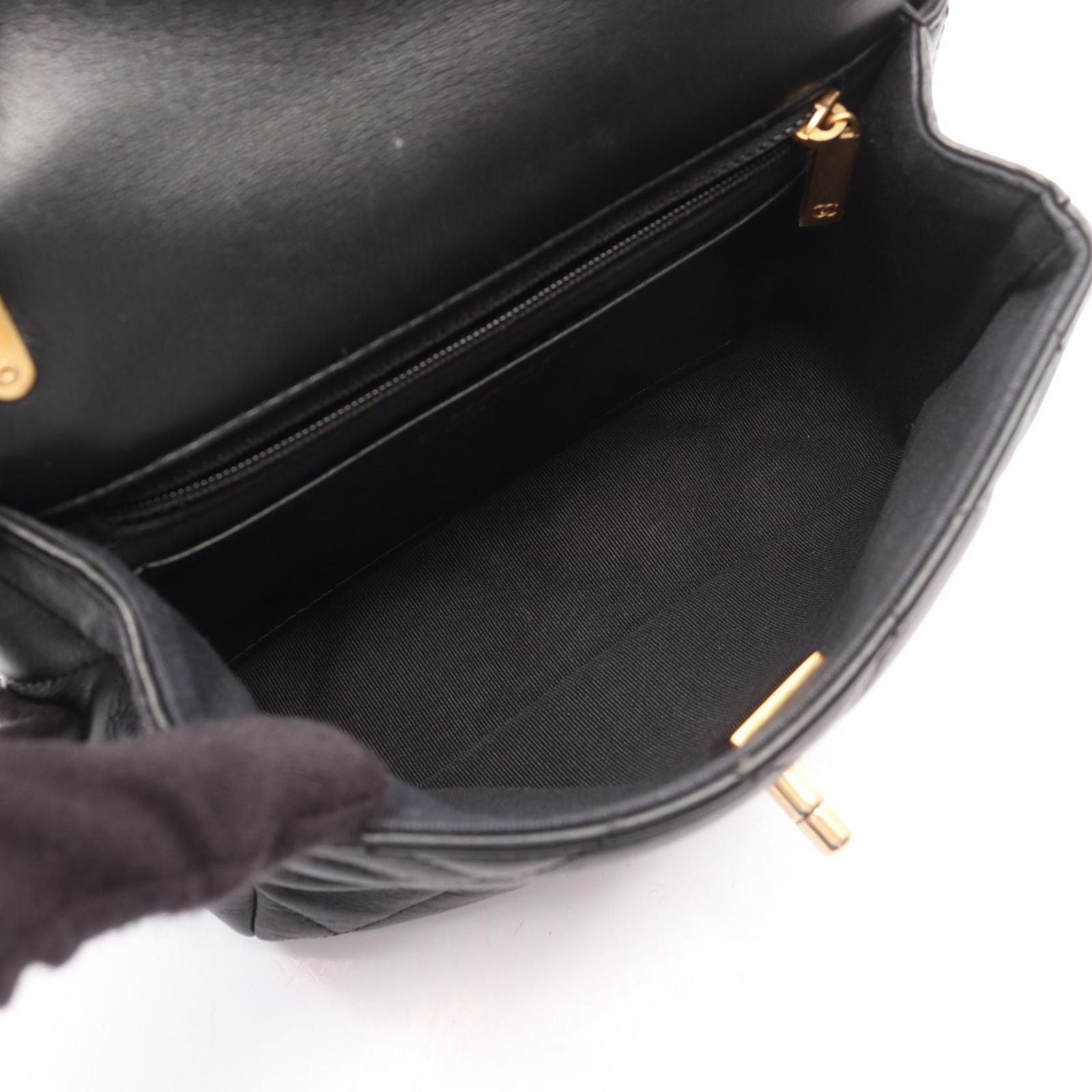 Chanel Shoulder Bag Quilted 2-Way Black Lambskin Small Flap Chain — view 3