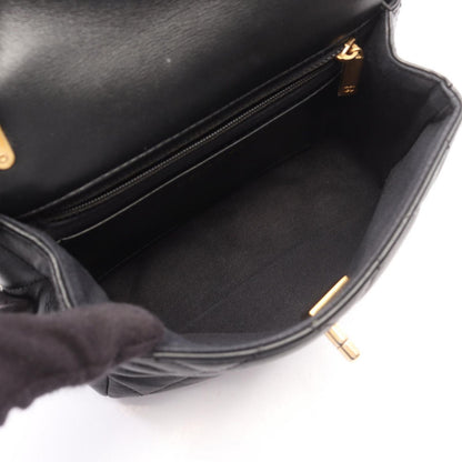 Chanel Shoulder Bag Quilted 2-Way Black Lambskin Small Flap Chain — view 3