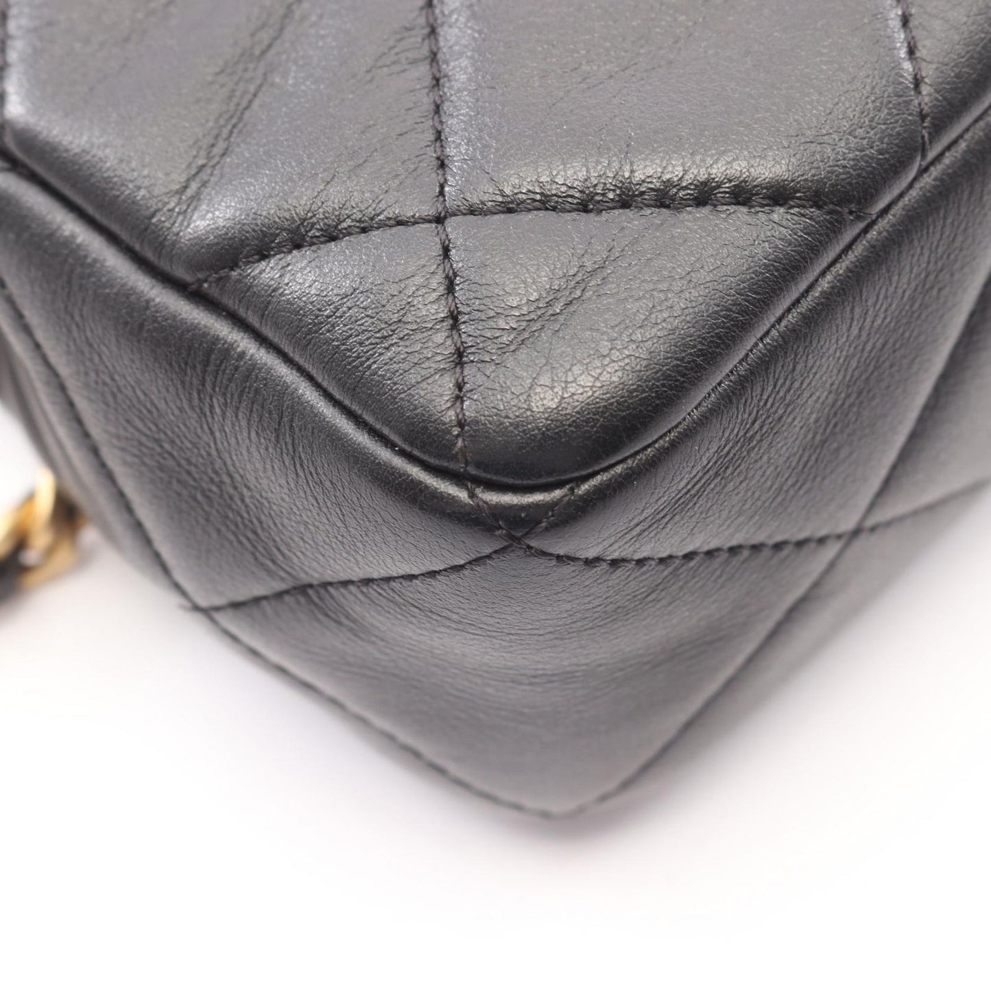 Chanel Shoulder Bag Quilted 2-Way Black Lambskin Small Flap Chain — view 7