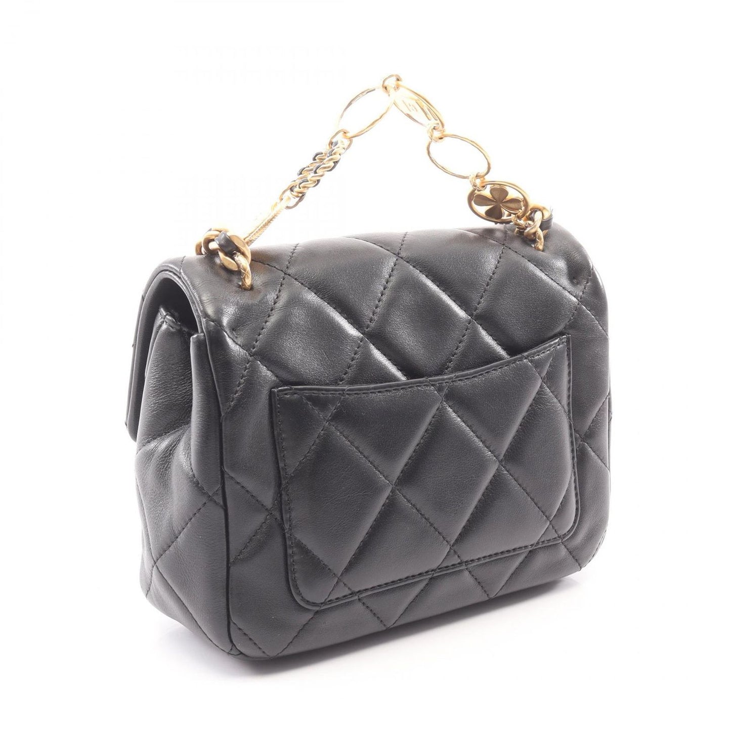 Chanel Shoulder Bag Quilted 2-Way Black Lambskin Small Flap Chain — view 2