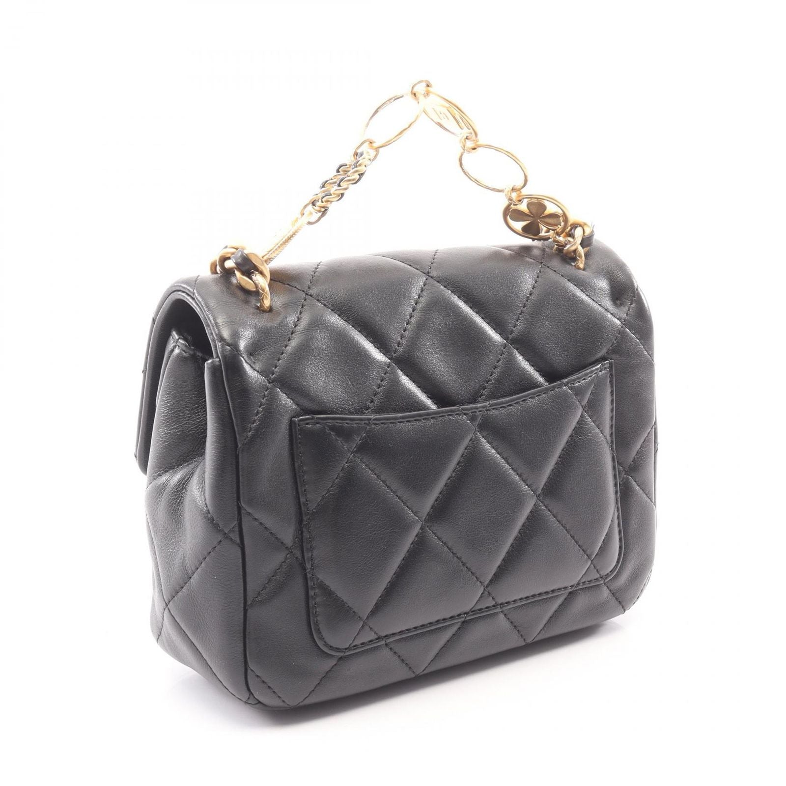Chanel Shoulder Bag Quilted 2-Way Black Lambskin Small Flap Chain — view 2
