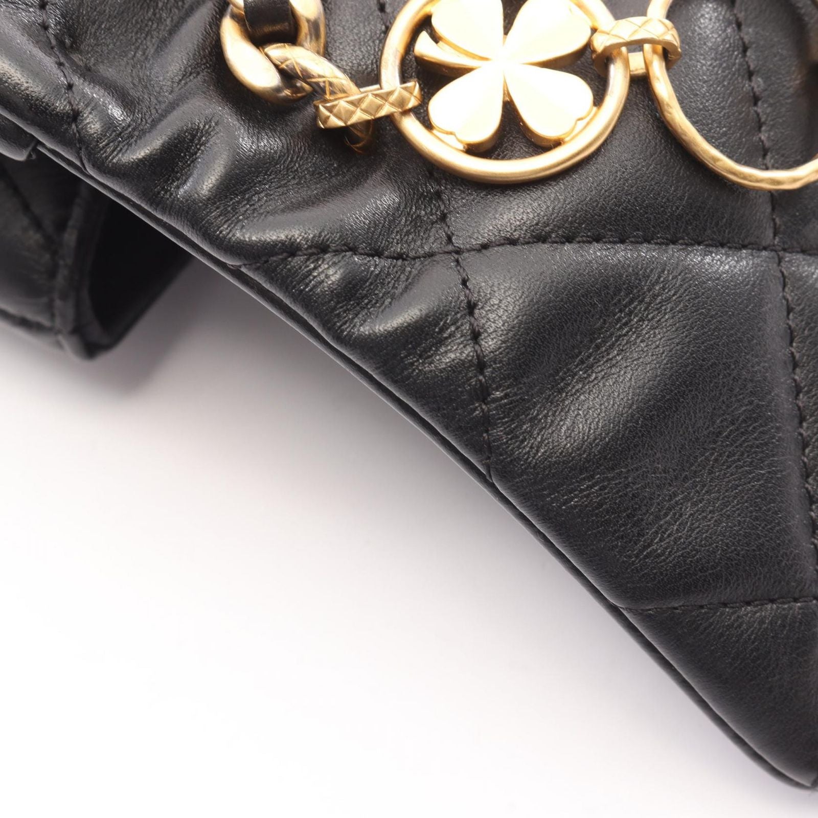 Chanel Shoulder Bag Quilted 2-Way Black Lambskin Small Flap Chain — view 8