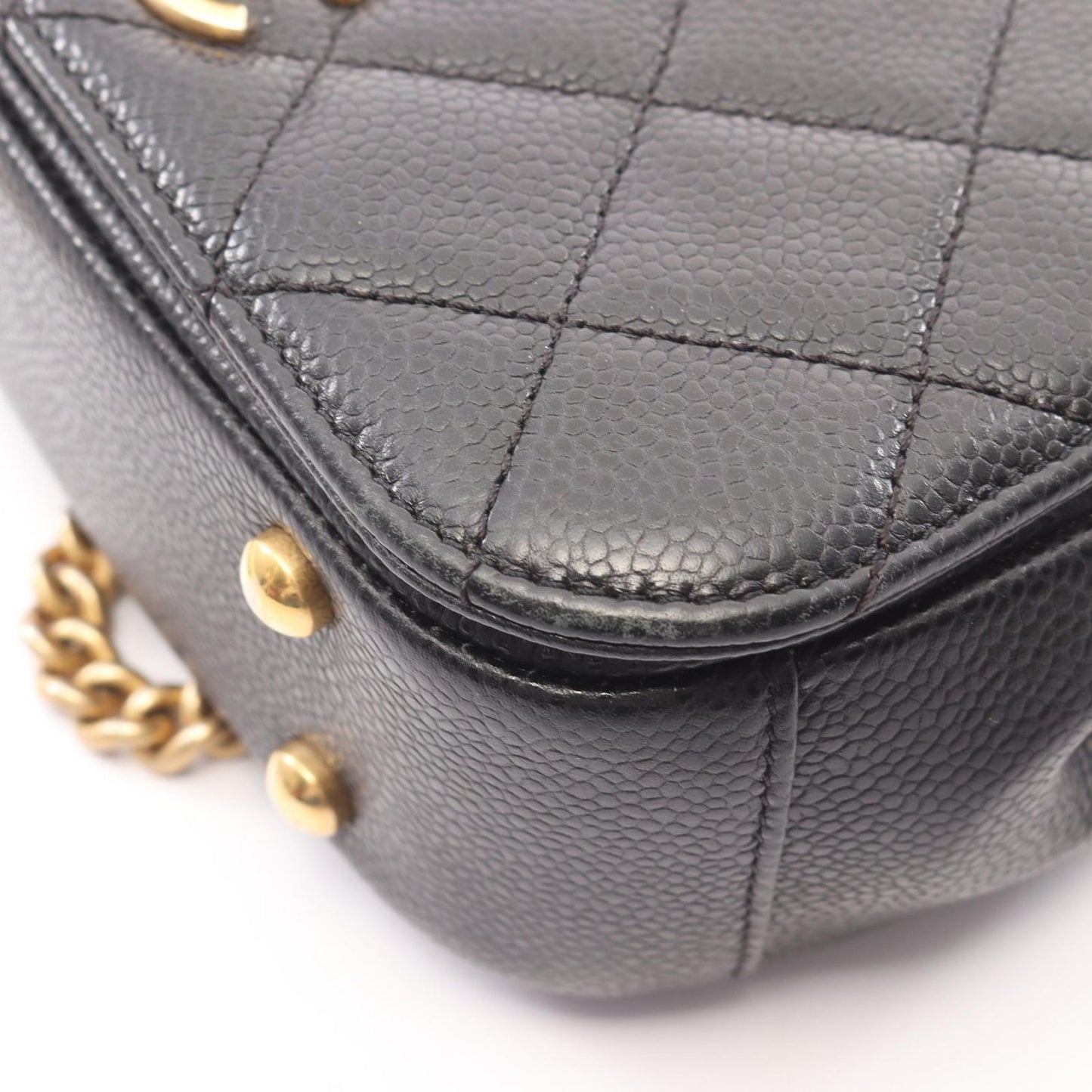 Chanel Shoulder Bag Top Handle Quilted Small Flap 2-Way Black Caviar Leather — view 7