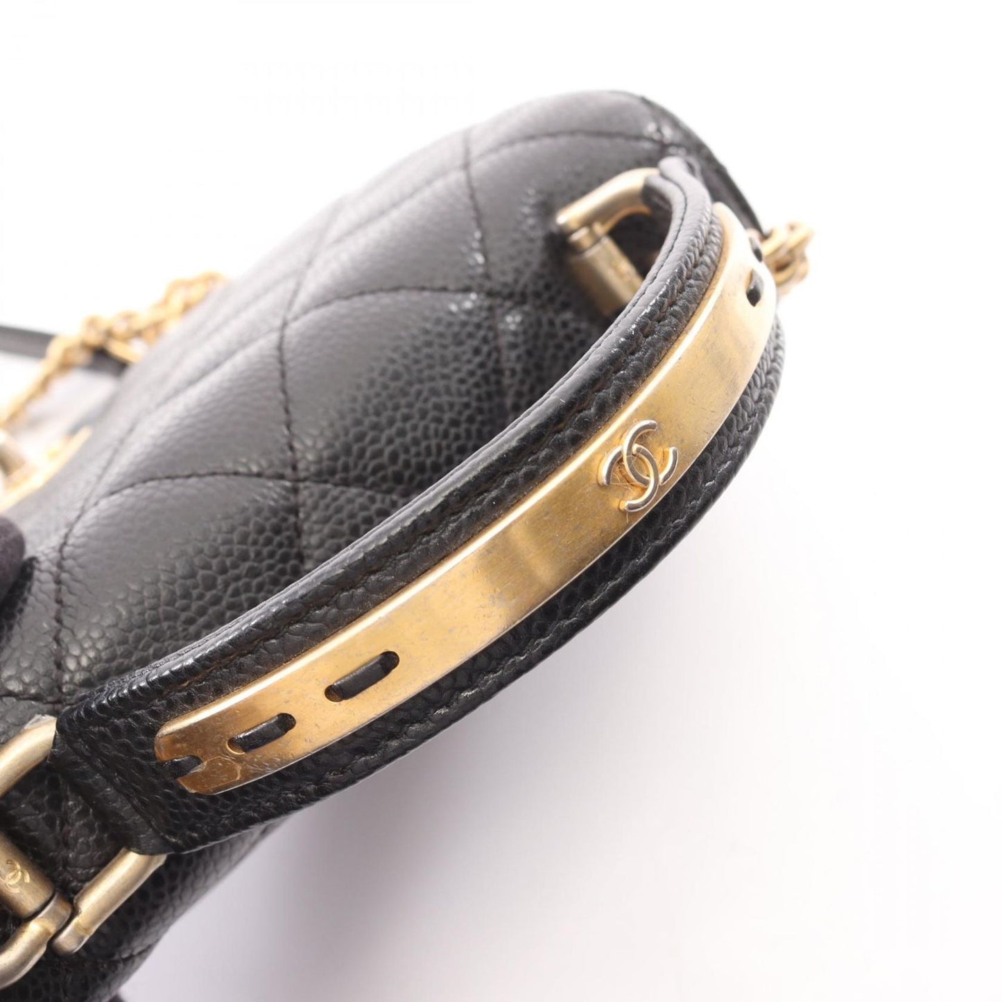 Chanel Shoulder Bag Top Handle Quilted Small Flap 2-Way Black Caviar Leather — view 9