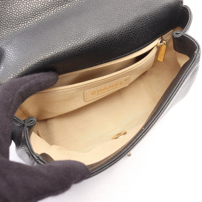 Chanel Shoulder Bag Top Handle Quilted Small Flap 2-Way Black Caviar Leather — view 3