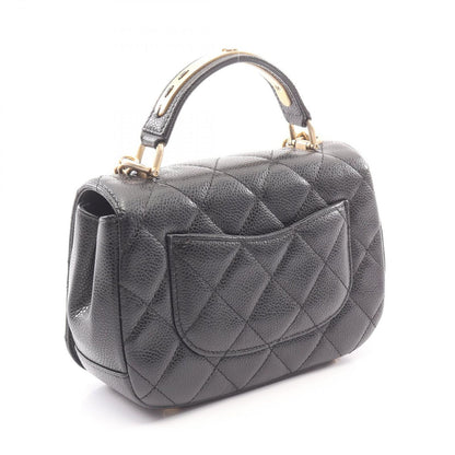 Chanel Shoulder Bag Top Handle Quilted Small Flap 2-Way Black Caviar Leather — view 2